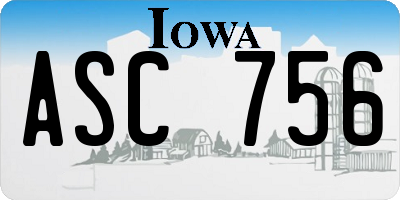 IA license plate ASC756