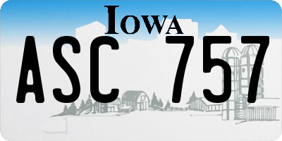 IA license plate ASC757