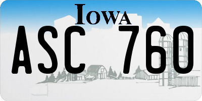 IA license plate ASC760