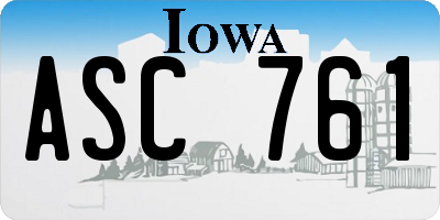 IA license plate ASC761