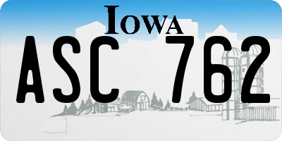 IA license plate ASC762