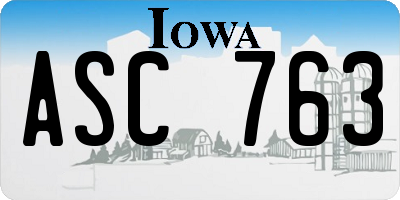 IA license plate ASC763