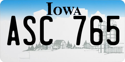 IA license plate ASC765