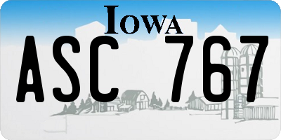 IA license plate ASC767