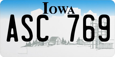 IA license plate ASC769