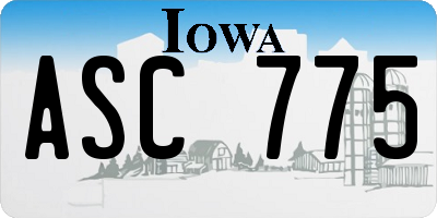 IA license plate ASC775