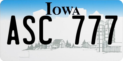 IA license plate ASC777