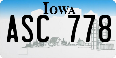 IA license plate ASC778