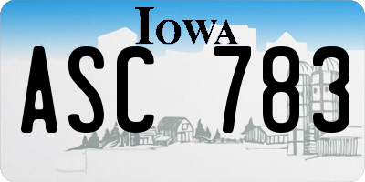 IA license plate ASC783