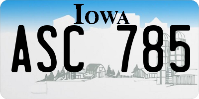 IA license plate ASC785