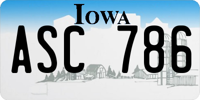 IA license plate ASC786
