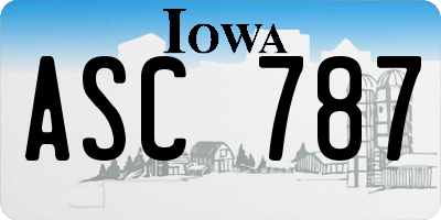 IA license plate ASC787
