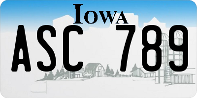 IA license plate ASC789