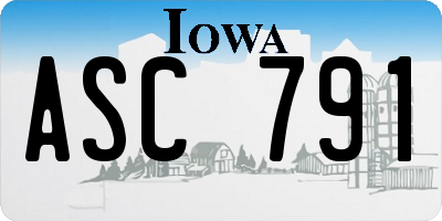 IA license plate ASC791