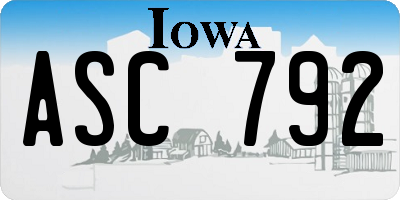 IA license plate ASC792