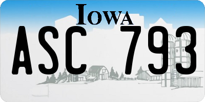 IA license plate ASC793