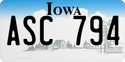 IA license plate ASC794