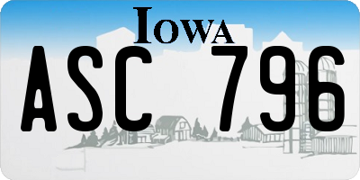 IA license plate ASC796