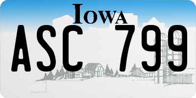 IA license plate ASC799