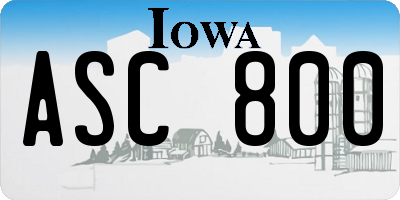 IA license plate ASC800