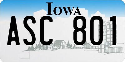 IA license plate ASC801