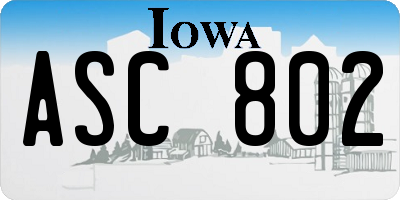 IA license plate ASC802