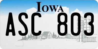 IA license plate ASC803