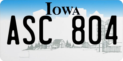 IA license plate ASC804