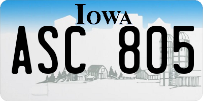 IA license plate ASC805