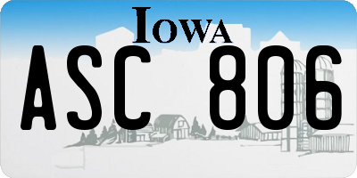 IA license plate ASC806