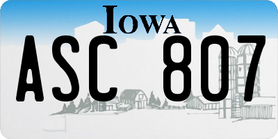 IA license plate ASC807