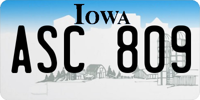 IA license plate ASC809