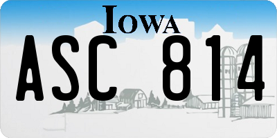 IA license plate ASC814