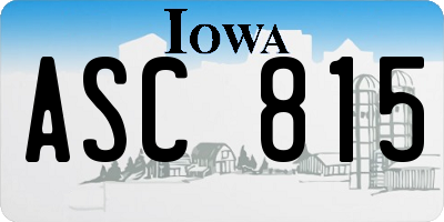 IA license plate ASC815