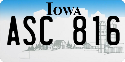 IA license plate ASC816