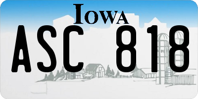 IA license plate ASC818