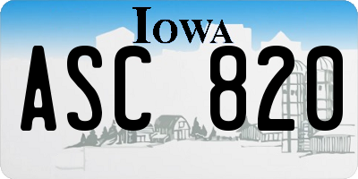 IA license plate ASC820