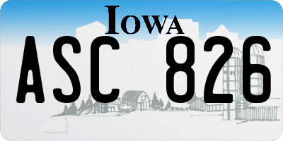 IA license plate ASC826