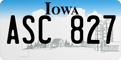 IA license plate ASC827