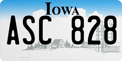 IA license plate ASC828