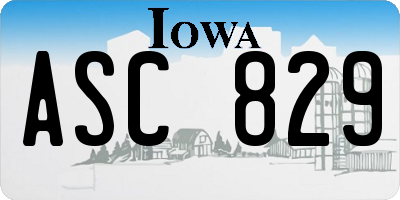 IA license plate ASC829