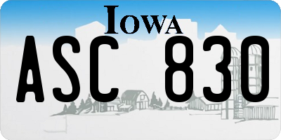 IA license plate ASC830