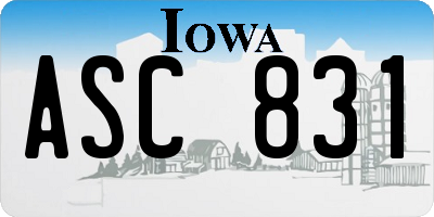 IA license plate ASC831