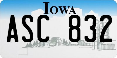 IA license plate ASC832