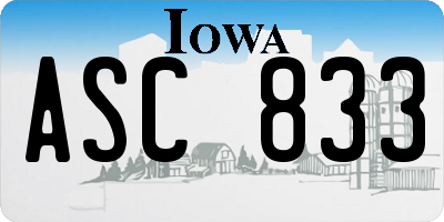 IA license plate ASC833