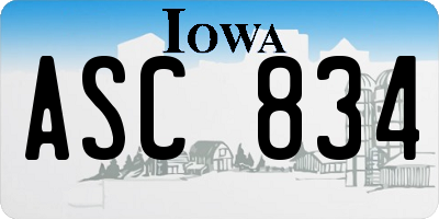 IA license plate ASC834