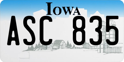 IA license plate ASC835