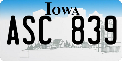 IA license plate ASC839