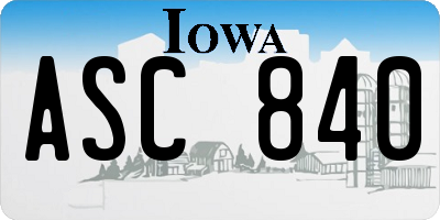 IA license plate ASC840