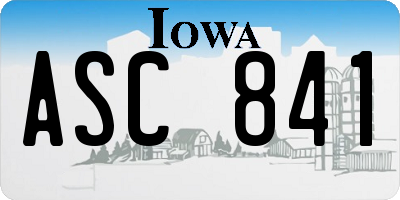 IA license plate ASC841